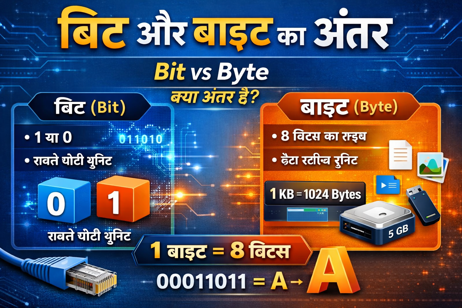 बिट और बाइट का अंतर