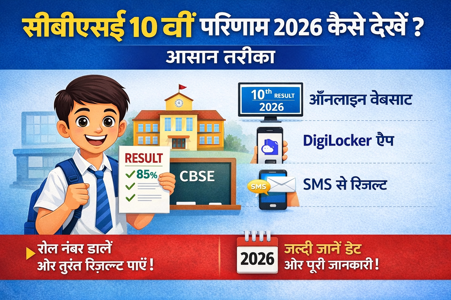 सीबीएसई 10वीं परिणाम 2026 कैसे देखें