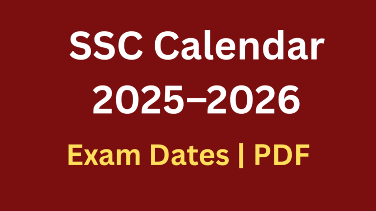 SSC Calendar 2025 to 2026