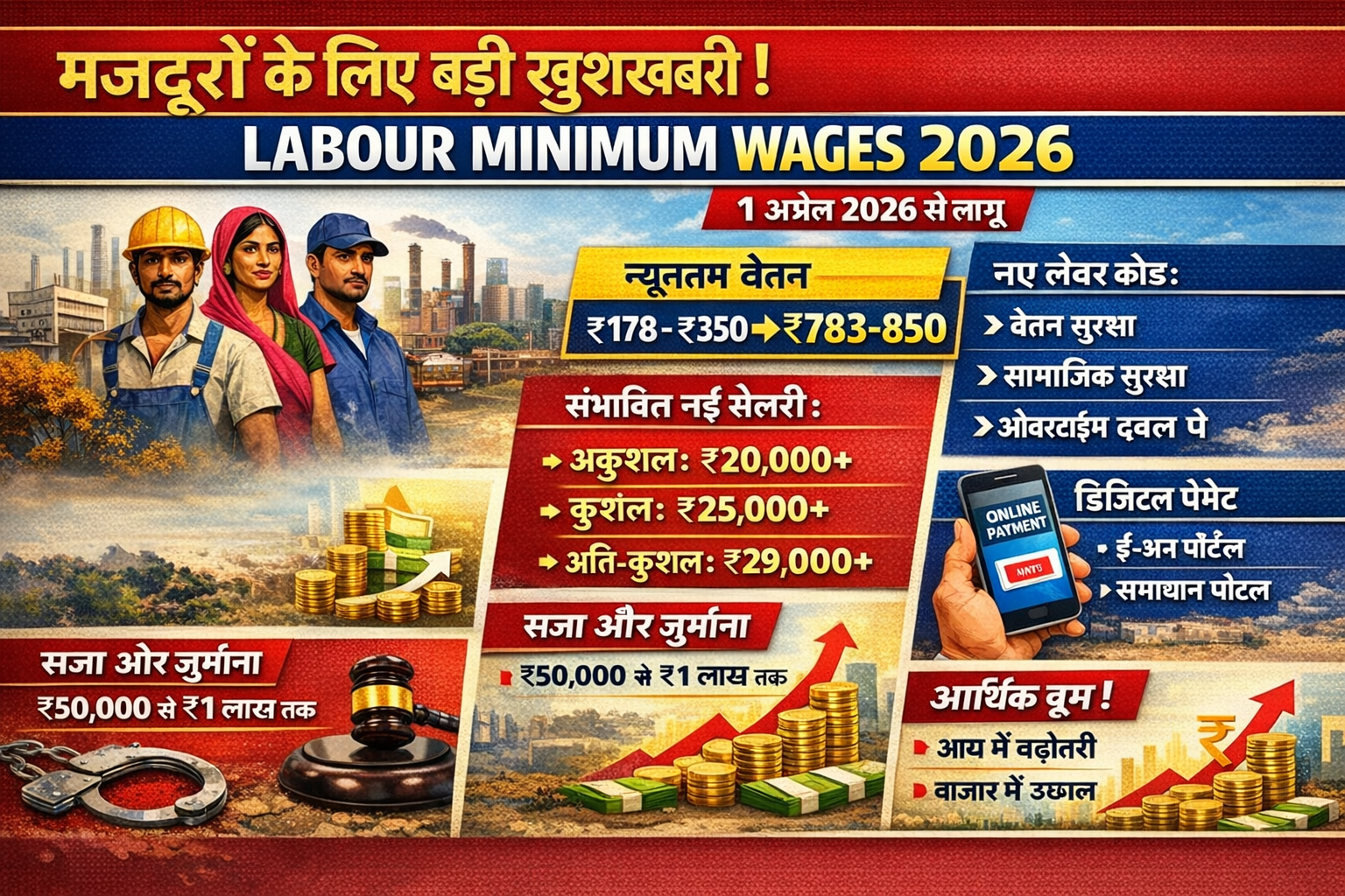 मजदूरों के लिए बड़ी खुशखबरी: Labour Minimum Wages 2026 में भारी बढ़ोतरी