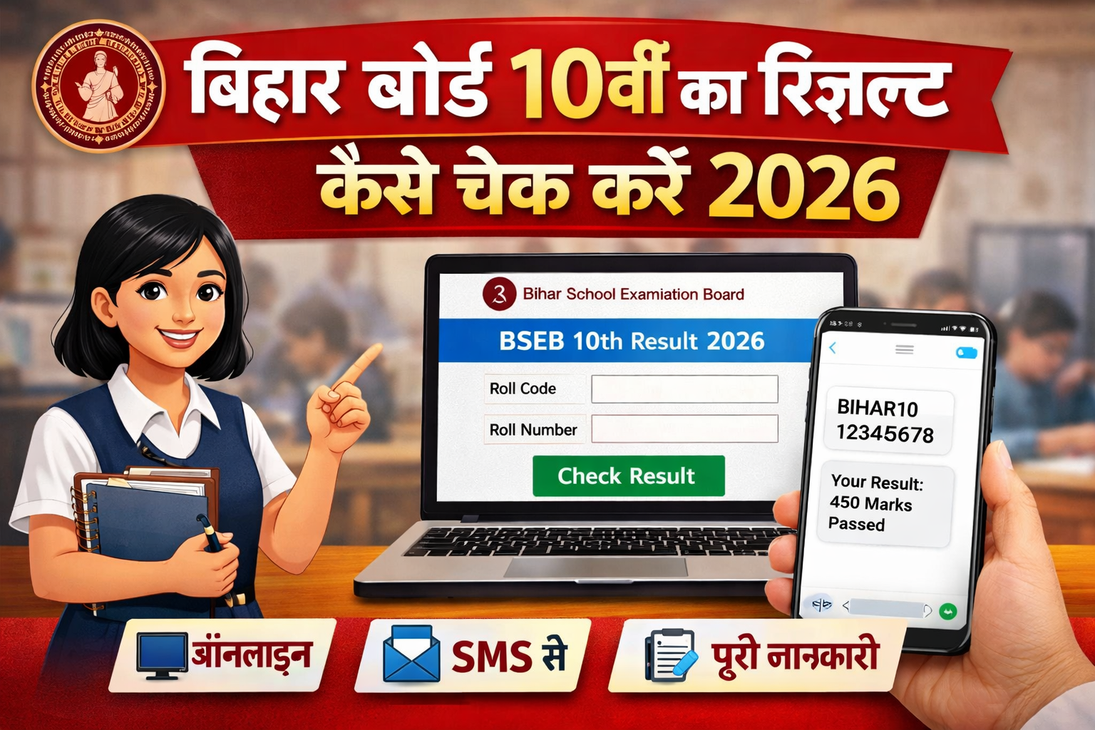 बिहार बोर्ड 10वीं का रिजल्ट कैसे चेक करें