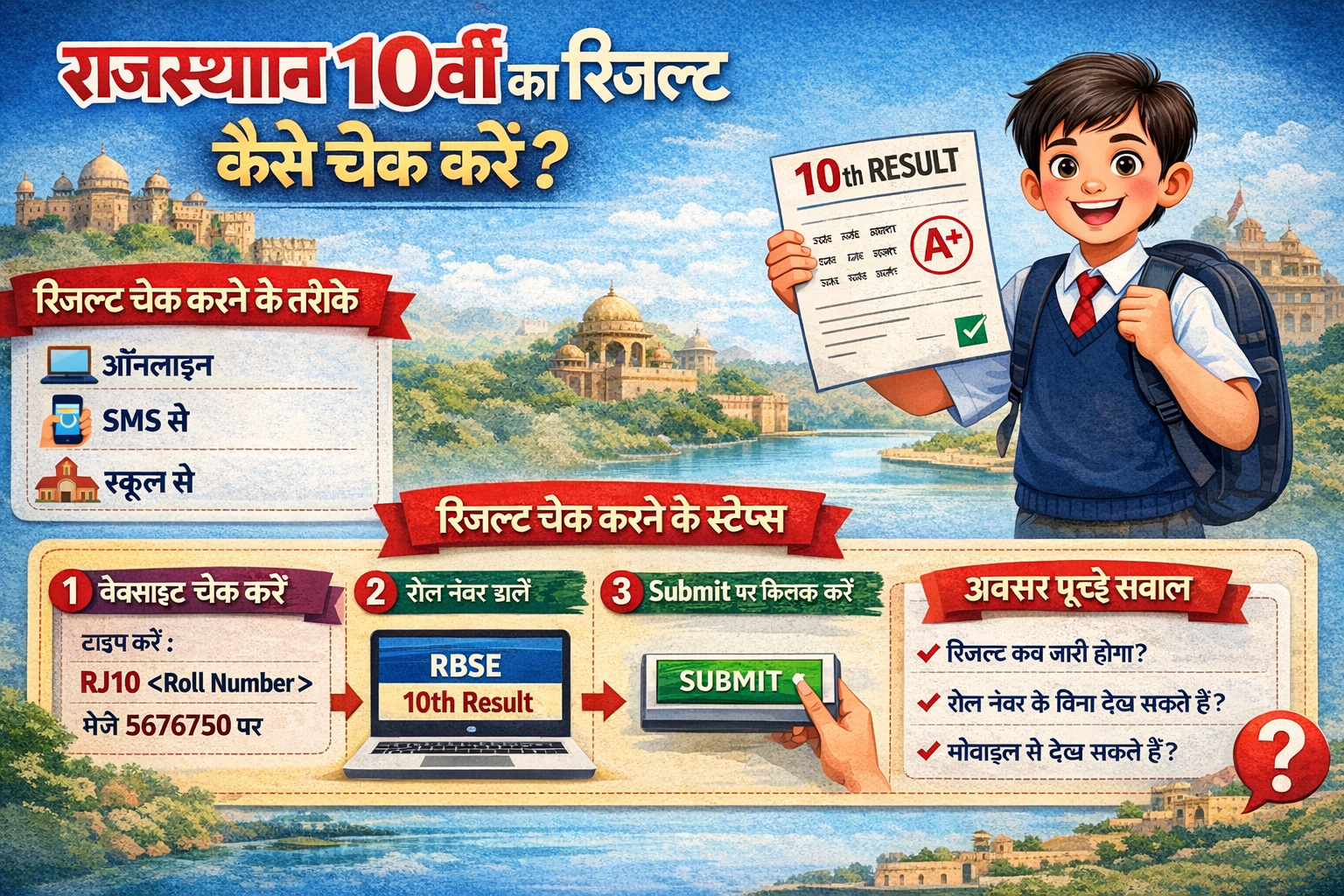 राजस्थान बोर्ड 10वीं का रिजल्ट कैसे चेक करें